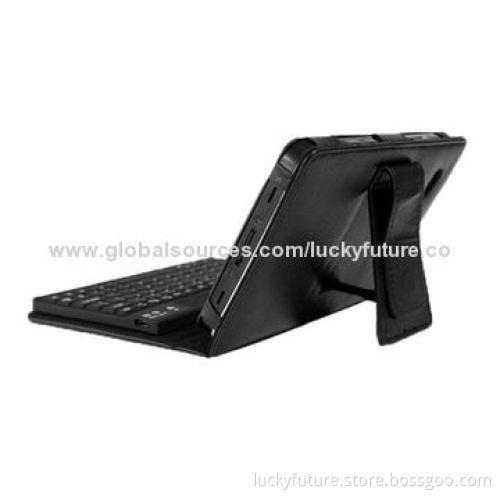 76 Keys Bluetooth V3.0 Silicone Keyboards with Leather Case, for Samsung P1000-Black